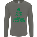 Keep Calm & Shamrocks St. Patrick's Day Mens Long Sleeve T-Shirt Charcoal