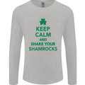Keep Calm & Shamrocks St. Patrick's Day Mens Long Sleeve T-Shirt Sports Grey