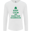 Keep Calm & Shamrocks St. Patrick's Day Mens Long Sleeve T-Shirt White