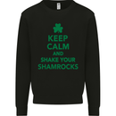 Keep Calm & Shamrocks St. Patrick's Day Mens Sweatshirt Jumper Black