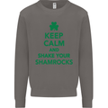 Keep Calm & Shamrocks St. Patrick's Day Mens Sweatshirt Jumper Charcoal