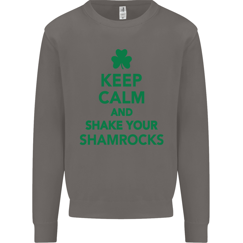 Keep Calm & Shamrocks St. Patrick's Day Mens Sweatshirt Jumper Charcoal