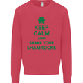 Keep Calm & Shamrocks St. Patrick's Day Mens Sweatshirt Jumper Heliconia