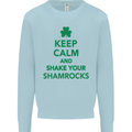 Keep Calm & Shamrocks St. Patrick's Day Mens Sweatshirt Jumper Light Blue