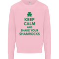 Keep Calm & Shamrocks St. Patrick's Day Mens Sweatshirt Jumper Light Pink