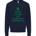 Keep Calm & Shamrocks St. Patrick's Day Mens Sweatshirt Jumper Navy Blue