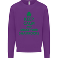 Keep Calm & Shamrocks St. Patrick's Day Mens Sweatshirt Jumper Purple