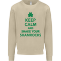 Keep Calm & Shamrocks St. Patrick's Day Mens Sweatshirt Jumper Sand