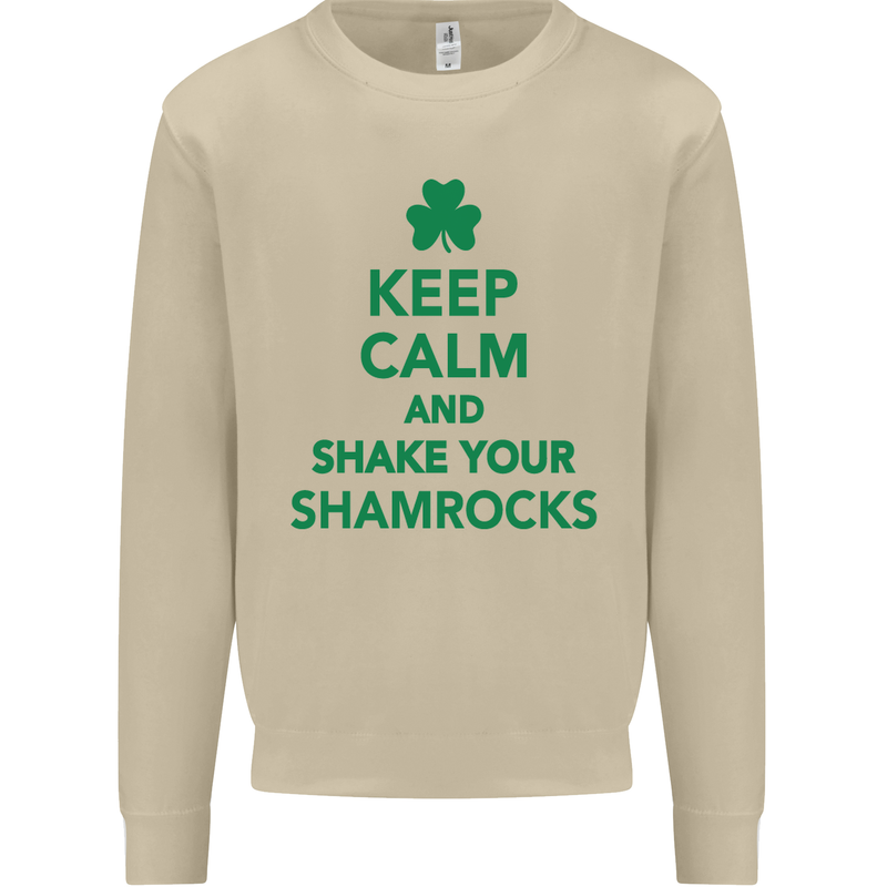 Keep Calm & Shamrocks St. Patrick's Day Mens Sweatshirt Jumper Sand