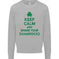 Keep Calm & Shamrocks St. Patrick's Day Mens Sweatshirt Jumper Sports Grey