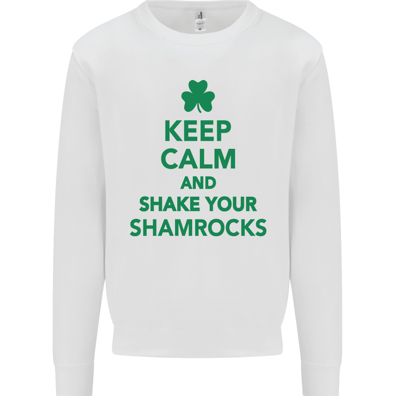 Keep Calm & Shamrocks St. Patrick's Day Mens Sweatshirt Jumper White