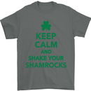 Keep Calm & Shamrocks St. Patrick's Day Mens T-Shirt Cotton Gildan Charcoal