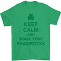 Keep Calm & Shamrocks St. Patrick's Day Mens T-Shirt Cotton Gildan Irish Green