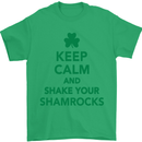 Keep Calm & Shamrocks St. Patrick's Day Mens T-Shirt Cotton Gildan Irish Green
