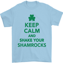 Keep Calm & Shamrocks St. Patrick's Day Mens T-Shirt Cotton Gildan Light Blue