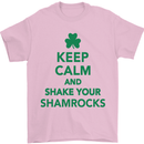 Keep Calm & Shamrocks St. Patrick's Day Mens T-Shirt Cotton Gildan Light Pink