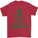 Keep Calm & Shamrocks St. Patrick's Day Mens T-Shirt Cotton Gildan Red