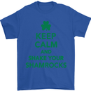 Keep Calm & Shamrocks St. Patrick's Day Mens T-Shirt Cotton Gildan Royal Blue