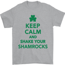 Keep Calm & Shamrocks St. Patrick's Day Mens T-Shirt Cotton Gildan Sports Grey