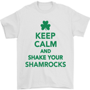 Keep Calm & Shamrocks St. Patrick's Day Mens T-Shirt Cotton Gildan White