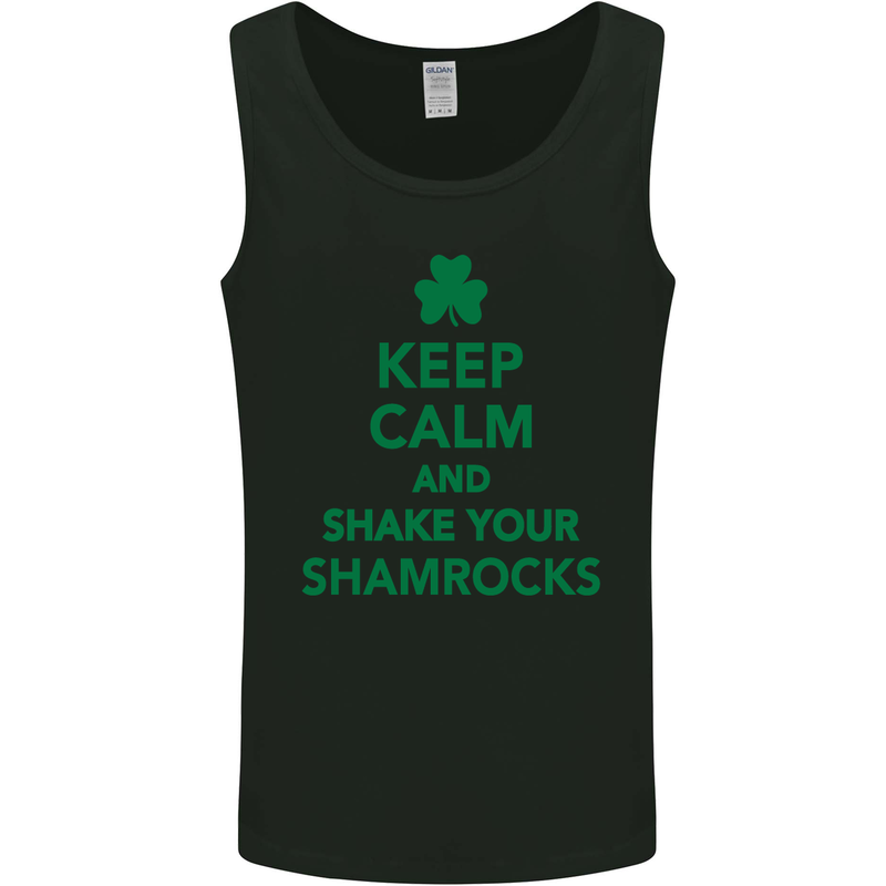 Keep Calm & Shamrocks St. Patrick's Day Mens Vest Tank Top Black