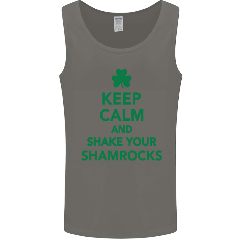 Keep Calm & Shamrocks St. Patrick's Day Mens Vest Tank Top Charcoal