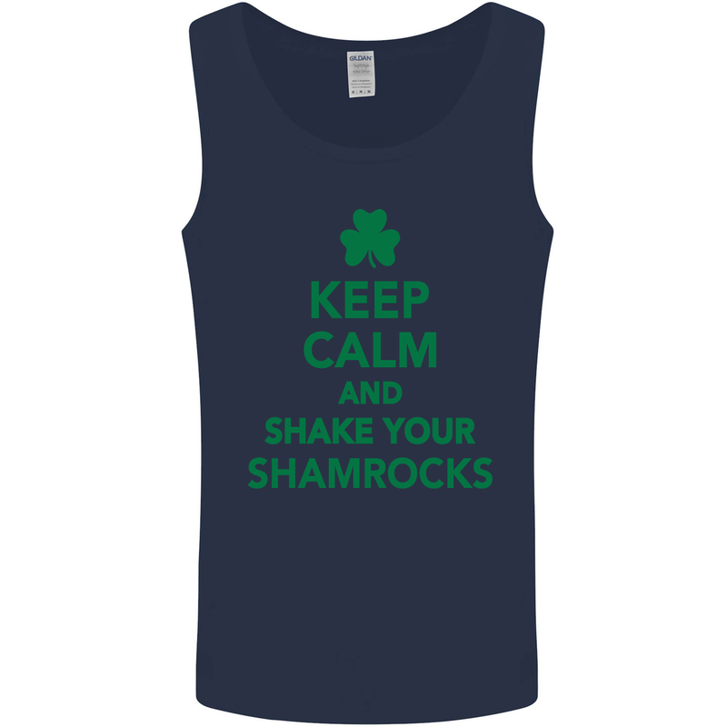 Keep Calm & Shamrocks St. Patrick's Day Mens Vest Tank Top Navy Blue