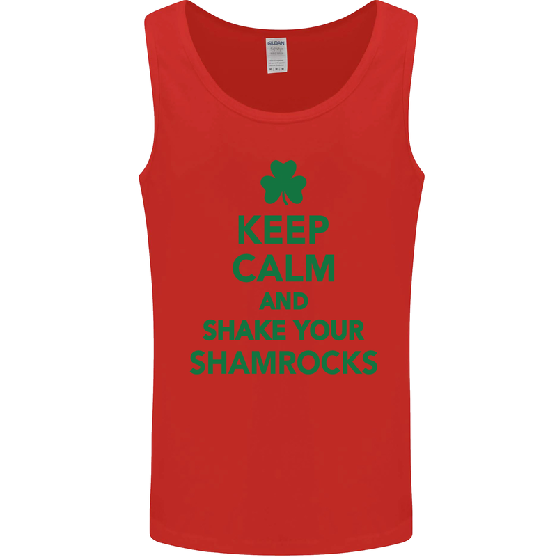 Keep Calm & Shamrocks St. Patrick's Day Mens Vest Tank Top Red
