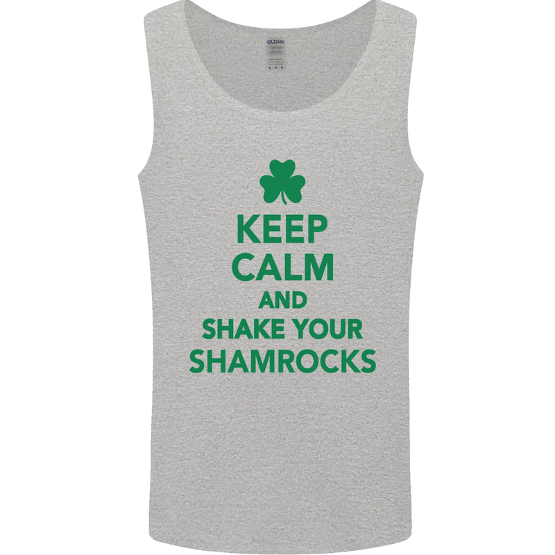Keep Calm & Shamrocks St. Patrick's Day Mens Vest Tank Top Sports Grey
