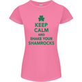 Keep Calm & Shamrocks St. Patrick's Day Womens Petite Cut T-Shirt Azalea