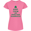 Keep Calm & Shamrocks St. Patrick's Day Womens Petite Cut T-Shirt Azalea
