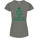 Keep Calm & Shamrocks St. Patrick's Day Womens Petite Cut T-Shirt Charcoal