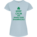 Keep Calm & Shamrocks St. Patrick's Day Womens Petite Cut T-Shirt Light Blue