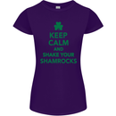 Keep Calm & Shamrocks St. Patrick's Day Womens Petite Cut T-Shirt Purple