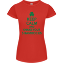 Keep Calm & Shamrocks St. Patrick's Day Womens Petite Cut T-Shirt Red