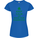 Keep Calm & Shamrocks St. Patrick's Day Womens Petite Cut T-Shirt Royal Blue