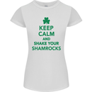 Keep Calm & Shamrocks St. Patrick's Day Womens Petite Cut T-Shirt White