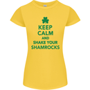 Keep Calm & Shamrocks St. Patrick's Day Womens Petite Cut T-Shirt Yellow