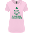 Keep Calm & Shamrocks St. Patrick's Day Womens Wider Cut T-Shirt Light Pink