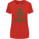 Keep Calm & Shamrocks St. Patrick's Day Womens Wider Cut T-Shirt Red