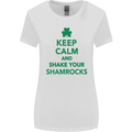 Keep Calm & Shamrocks St. Patrick's Day Womens Wider Cut T-Shirt White
