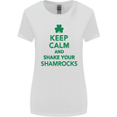 Keep Calm & Shamrocks St. Patrick's Day Womens Wider Cut T-Shirt White