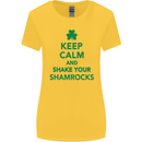 Keep Calm & Shamrocks St. Patrick's Day Womens Wider Cut T-Shirt Yellow
