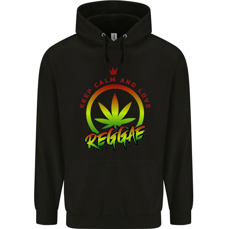 Keep Calm and Love Reggae Music Childrens Kids Hoodie Black