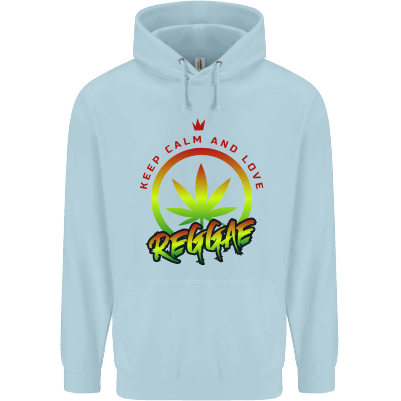 Keep Calm and Love Reggae Music Childrens Kids Hoodie Light Blue