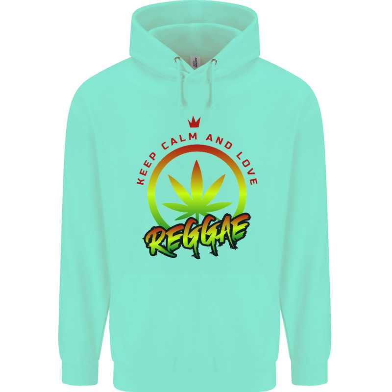 Keep Calm and Love Reggae Music Childrens Kids Hoodie Peppermint