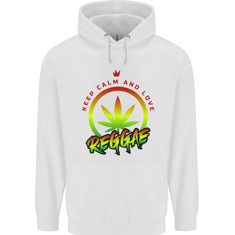 Keep Calm and Love Reggae Music Childrens Kids Hoodie White