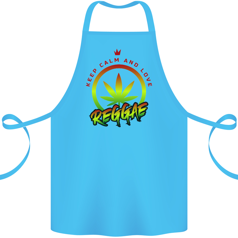 Keep Calm and Love Reggae Music Cotton Apron 100% Organic Turquoise