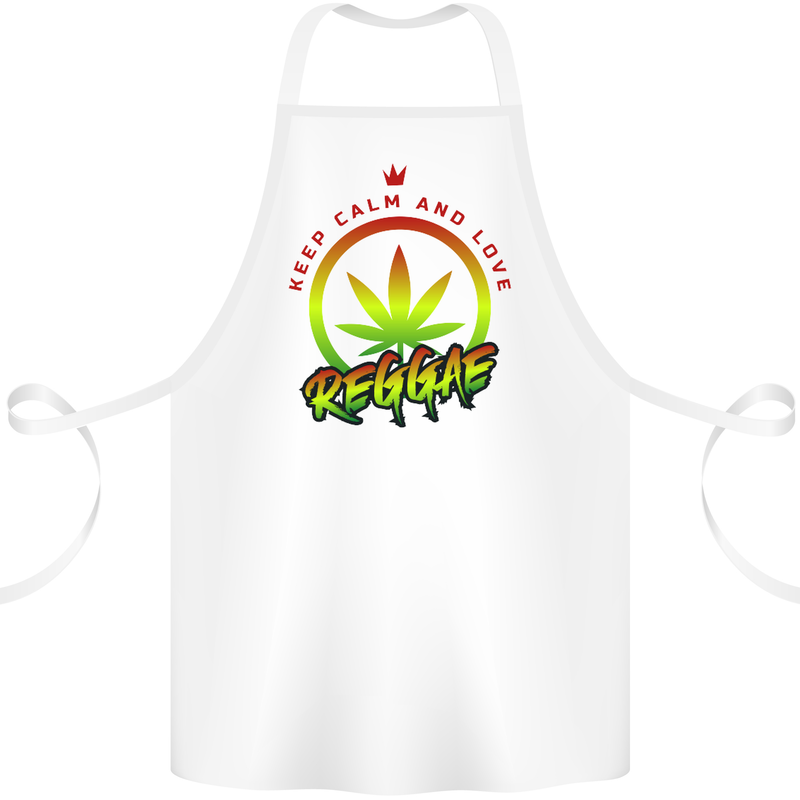 Keep Calm and Love Reggae Music Cotton Apron 100% Organic White