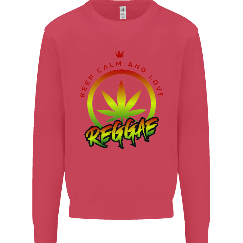 Keep Calm and Love Reggae Music Kids Sweatshirt Jumper Heliconia